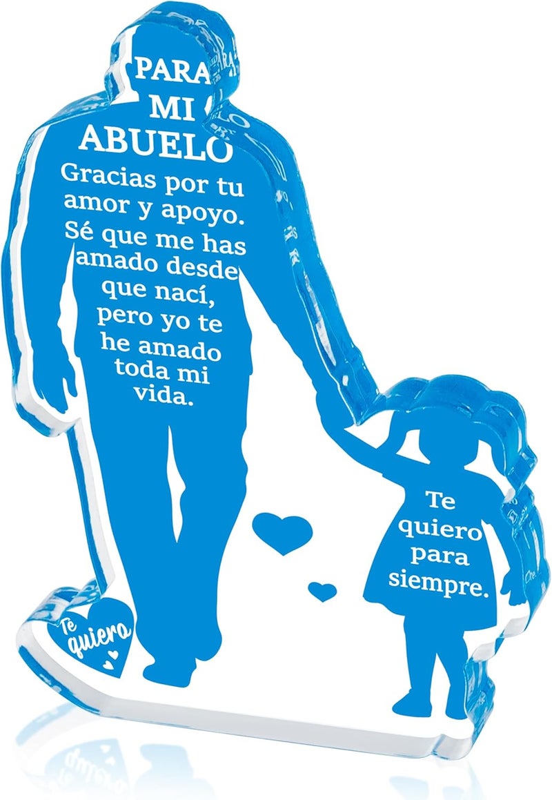 Yopyame Gift for Grandpa from Granddaughter - Spanish Grandfather Holding Hand with Granddaughter Acrylic Plaque Sign Best Grandpa Ever Gifts Regalos Para Abuelo Father’s Day Xmas Keepsake Paperweight - Image 1